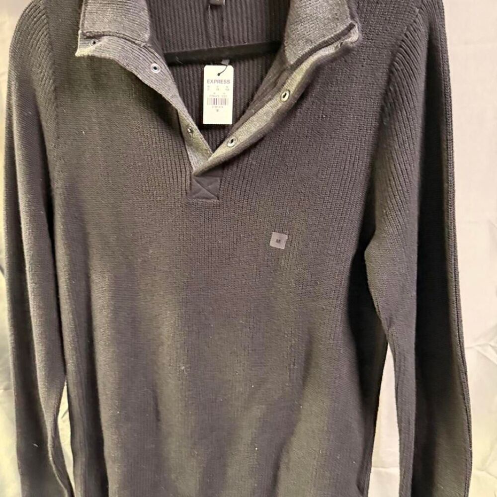 Express Men's Black and Grey Jumper